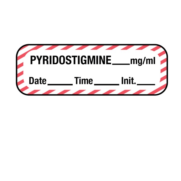 Nevs Label, Pyridostigmine 1/2" x 1-1/2" White w/Red stripes & Black LANT-1632D - main